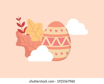 Easter Egg Pink Floral Cloud Vector