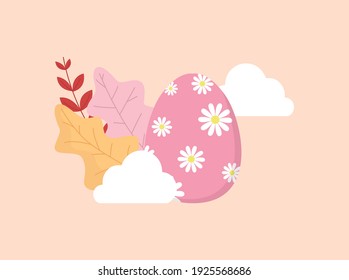 Easter Egg Pink Flowers Floral Cloud Vector