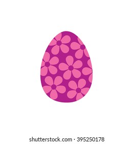 Easter egg pink flowers vector icon