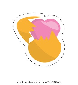 easter egg with pink heart - cut line