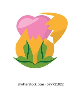easter egg with pink heart decoration vector illustration eps 10
