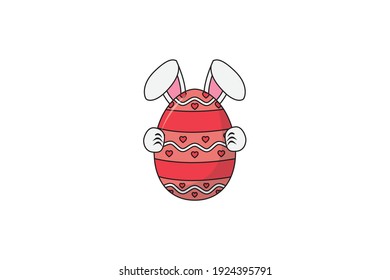 Easter Egg Pink Rabbit Fill Line  Icon