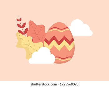 Easter Egg Pink Red Floral Cloud Vector