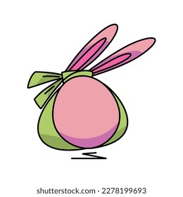 easter egg is pink and resembles a bunny flat vector illustration