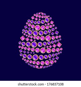Easter egg from pink and violet precious stones