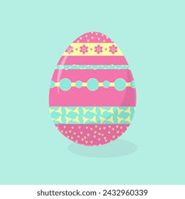 Easter egg in pink, yellow and green colors