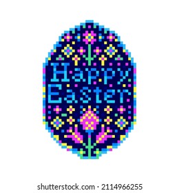 Easter egg in pixel art style on white background.