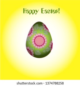 Easter egg with plant ornament Red and Green