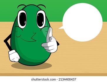 Easter Egg pointing at the viewer with his hand. Cartoon character with funny face for the Easter holiday.