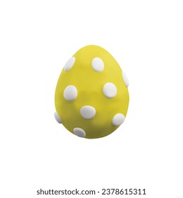 Easter egg with polka dot. Plasticine effect isolated vector illustration. 3D render. Holiday symbol.