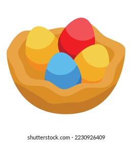 Easter egg pot icon isometric vector. April spring. Cute hunt