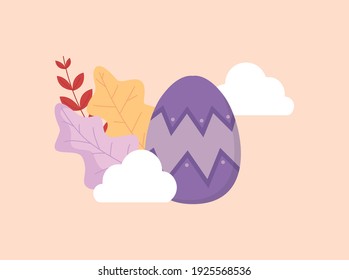 Easter Egg Purple Floral Cloud Vector