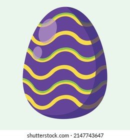 Easter Egg Purple with Yellow and Green Wavy Lines
