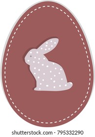 Easter egg with rabbit design pink. Flat vector illustration.