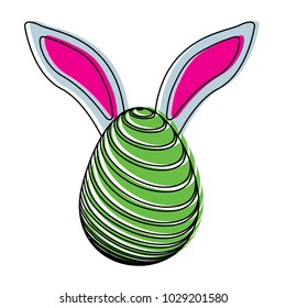 easter egg with rabbit ears decoration