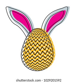 easter egg with rabbit ears decoration