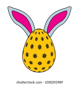 easter egg with rabbit ears decoration