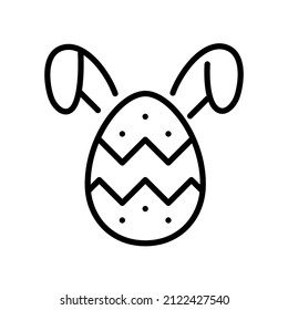 Easter egg with rabbit ears. Pixel perfect, editable stroke icon