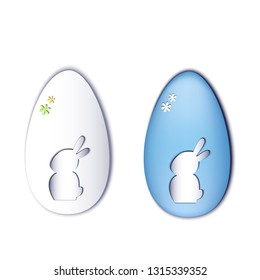easter egg with rabbit effect cut out of paper