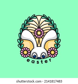 Easter egg with rabbit face design vector