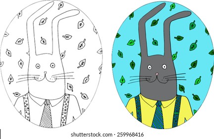 Easter Egg with Rabbit. Hand drawn illustration.