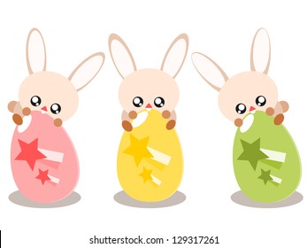 Easter egg and rabbit in the easter holiday concept illustration