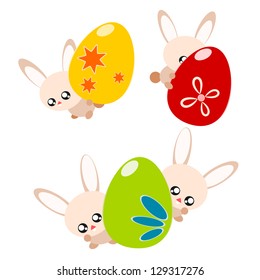 Easter egg and rabbit in the easter holiday concept illustration