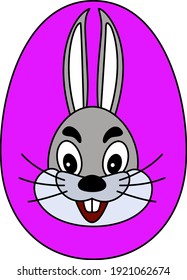 Easter Egg With Rabbit Icon. Editable Outline With Color Fill Design. Vector Illustration.