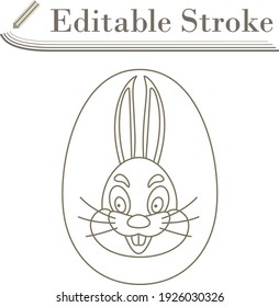 Easter Egg With Rabbit Icon. Editable Stroke Simple Design. Vector Illustration.