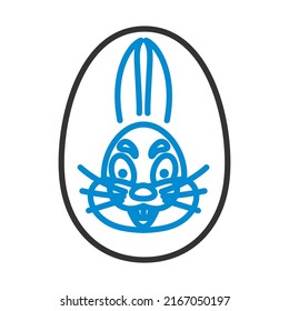 Easter Egg With Rabbit Icon. Editable Bold Outline With Color Fill Design. Vector Illustration.