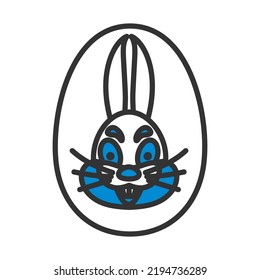 Easter Egg With Rabbit Icon. Editable Bold Outline With Color Fill Design. Vector Illustration.