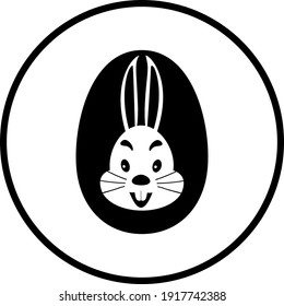 Easter Egg With Rabbit Icon. Thin Circle Stencil Design. Vector Illustration.