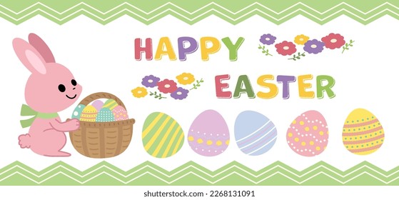 Material de ilustración de huevo y conejo de pascua