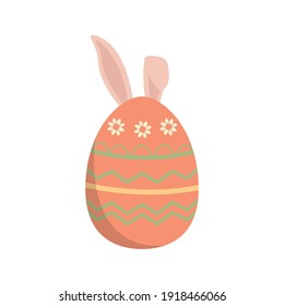 Easter Egg Rabbit Orange Flat Icon