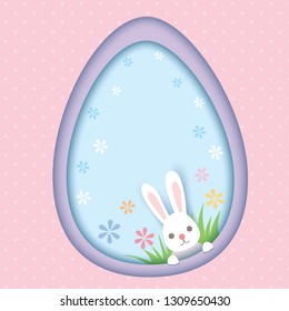 Easter egg with rabbit to paper art design