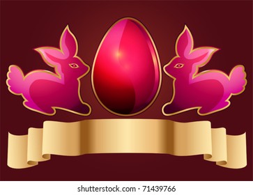 Easter egg and rabbits background