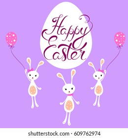 Easter egg rabbits with balloons