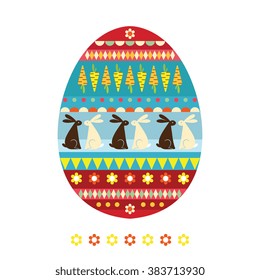 Easter egg with rabbits. The Easter egg  pattern ornament.