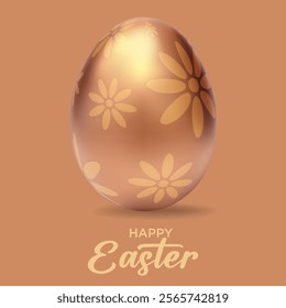 Easter egg. Realistic 3D golden Easter egg. Vector gold Easter banner. Golden eggs. Decorative gold egg. Golden eggs vector illustration. Metallic egg. Easter simbol. Easterly eggs. Spring eggs