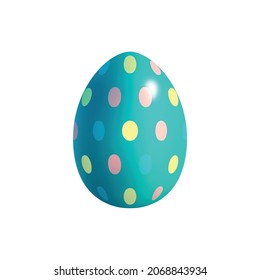 Easter egg realistic composition with isolated image of polka dot egg vector illustration