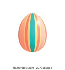 Easter egg realistic composition with isolated image of egg colored with vertical lines vector illustration