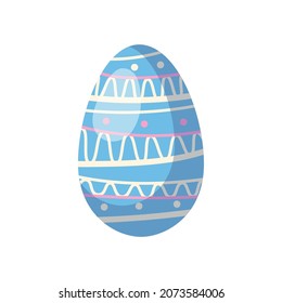 Easter egg realistic composition with isolated image of blue egg decorated with abstract shapes vector illustration