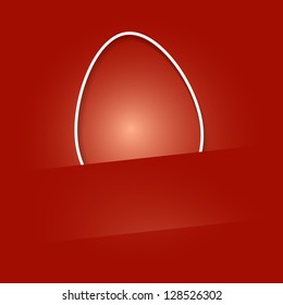 Easter egg with red blank ribbon.