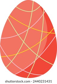 Easter egg in red color, vector illustration, isolated on white