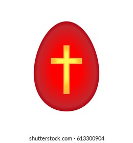 Easter egg red with a golden christian crosss.
