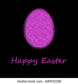 Easter egg red. Happy Easter. Christ Is Risen. pink halftone effect. stipple effect. black background. vector illustration
