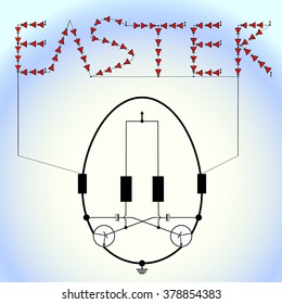 Easter egg with Red LED flashing light circuit 