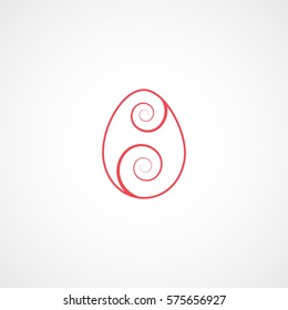 Easter Egg Red Line Icon On White Background