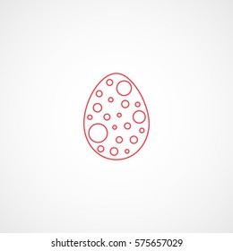 Easter Egg Red Line Icon On White Background