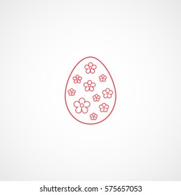Easter Egg Red Line Icon On White Background